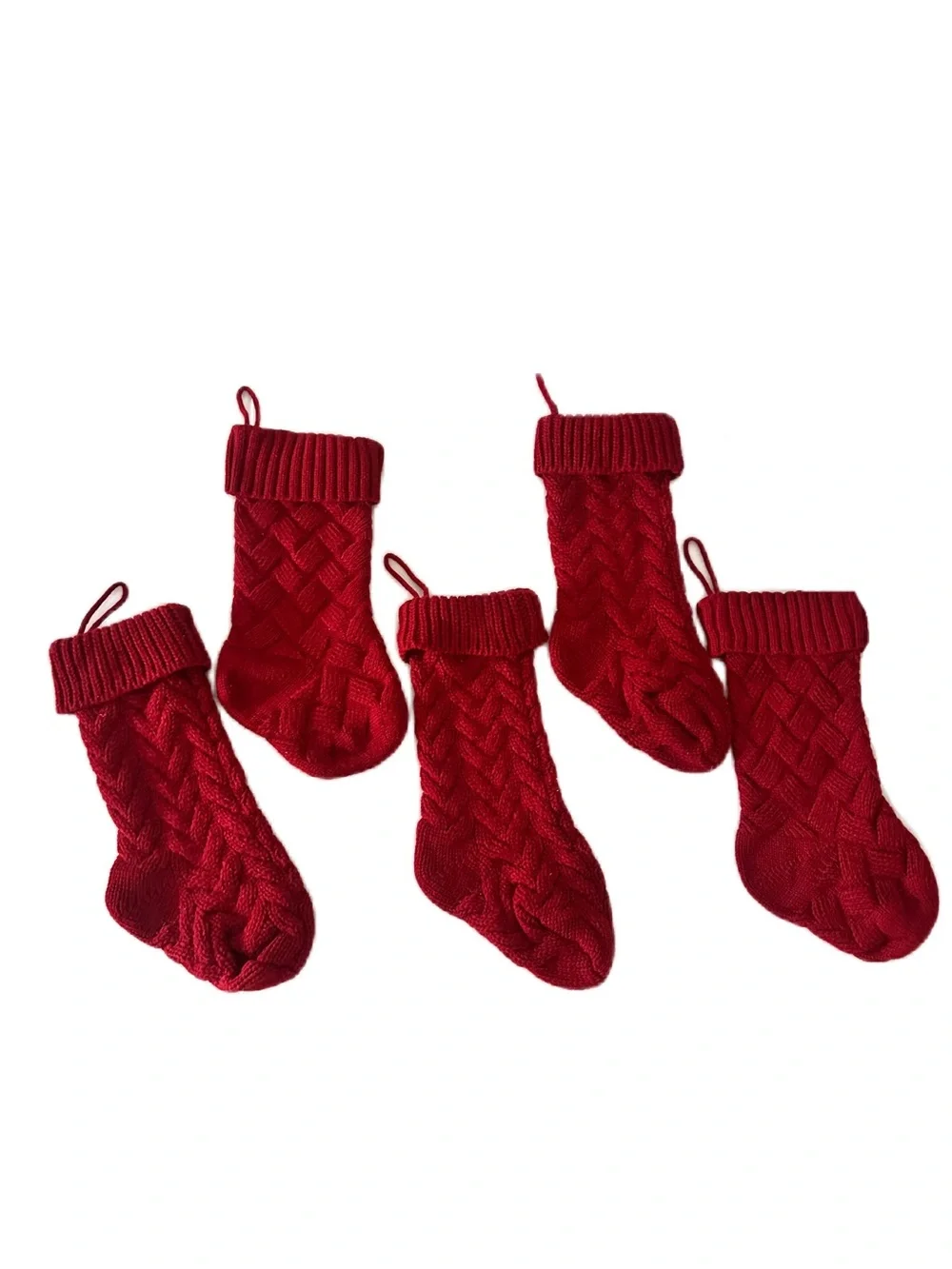 Cable Knit Christmas Stockings Holiday Mantel Decor Rustic Farmhouse Set 5